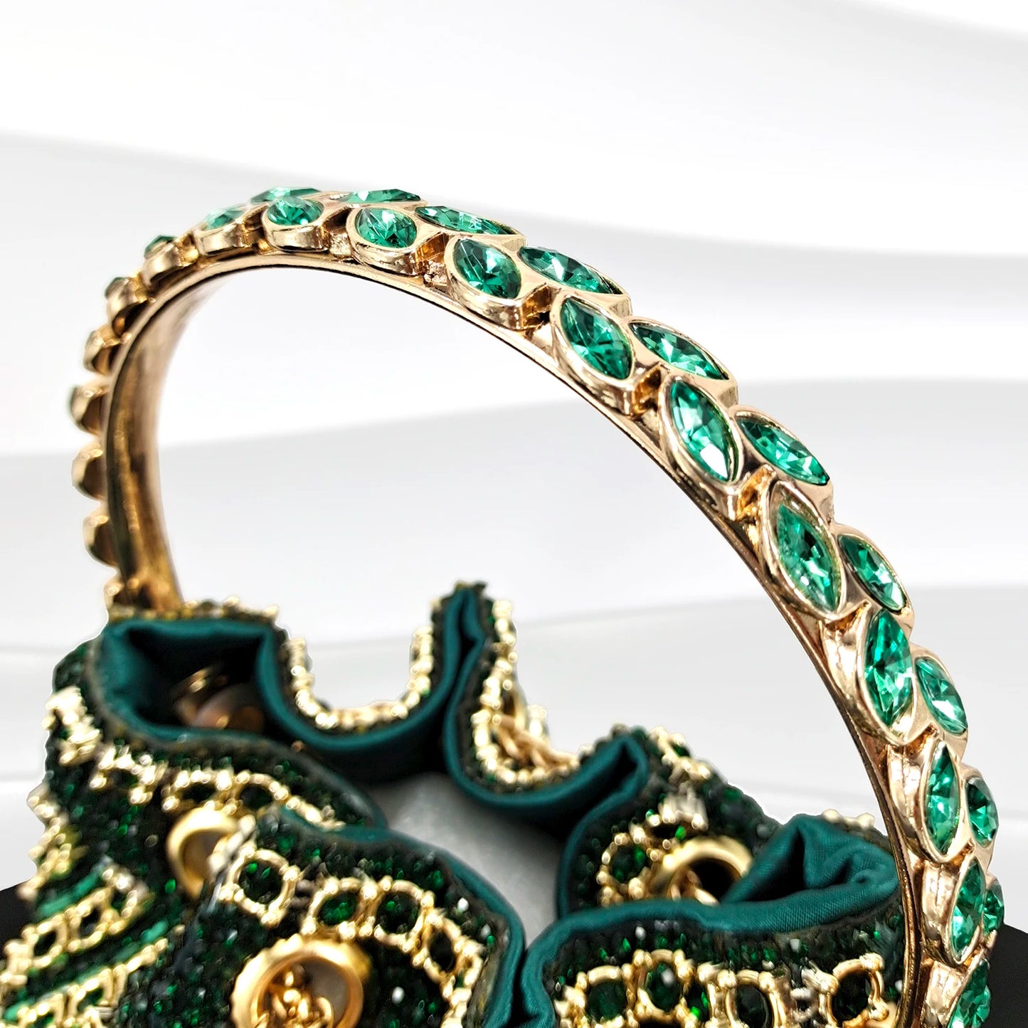 African Fashionable Shiny Handbag Banquet Ladies Bag Full Of Diamonds Semi-Circle Bracelet Bag