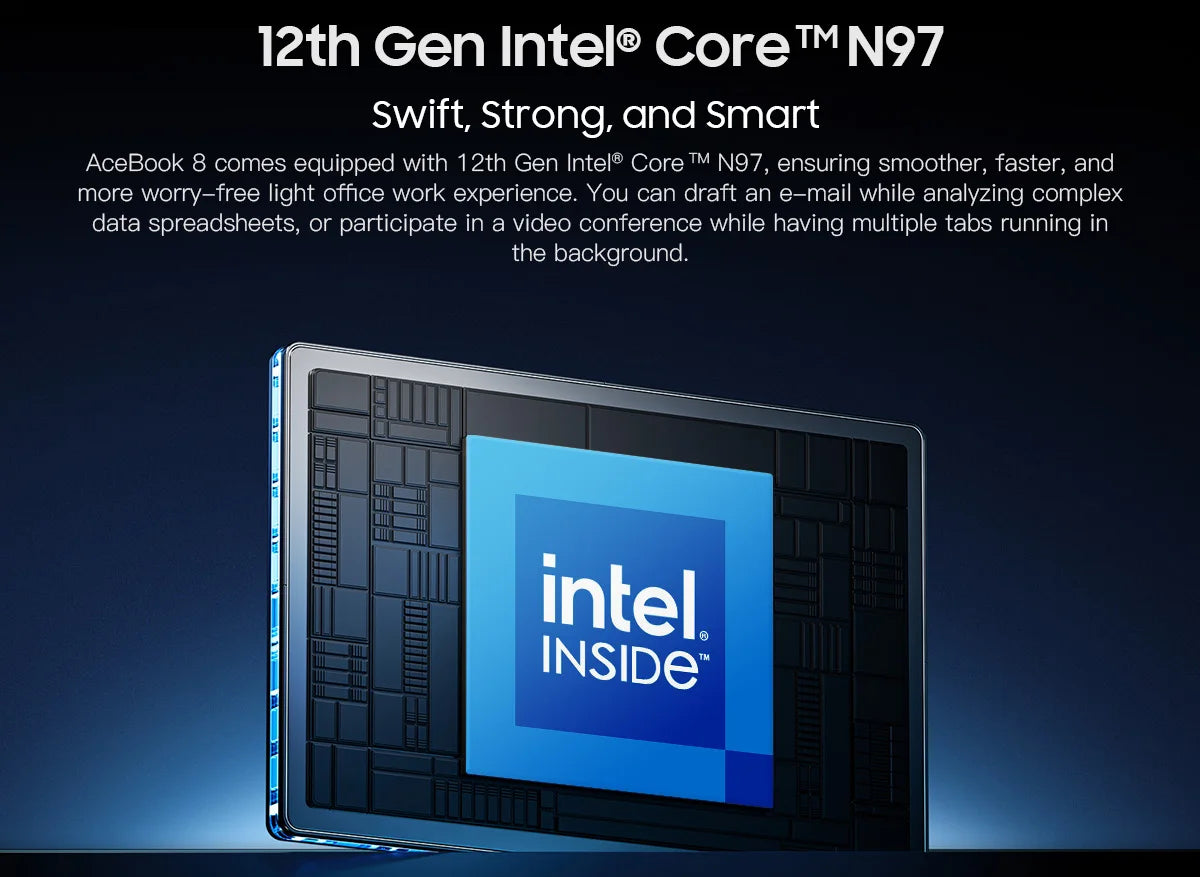 Blackview AceBook 8 Laptop 15.6" 12th Gen Intel Alder Lake N97 16GB RAM 512GB SSD + expansion up to 1TB Windows 11 Home 15.6"