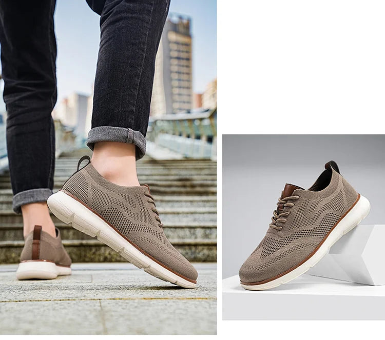 STRONGSHEN Men Casual Handmade Shoes Mesh Breathable Sneakers Business Fashion Business Formal Shoes for Men Trainers Zapatos