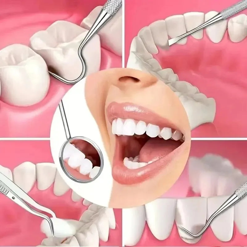 Stainless Steel Dentist Oral Tools Cleaning Flossing Tartar Removal Easy to Clean Not Easy to Break Dental Oral Mirror Care Kit