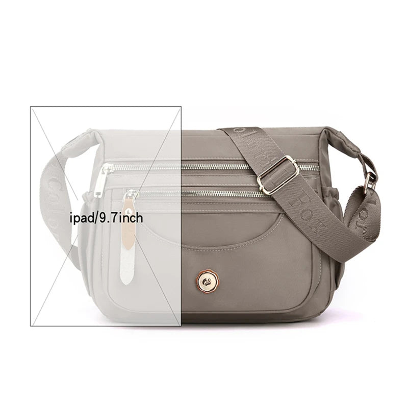 New Female Nylon Bag Casual Shoulder Bag Multi-layered Phone Bag Multi-pocket Shoulder Bag Solid Color Ladies Crossbody Bag