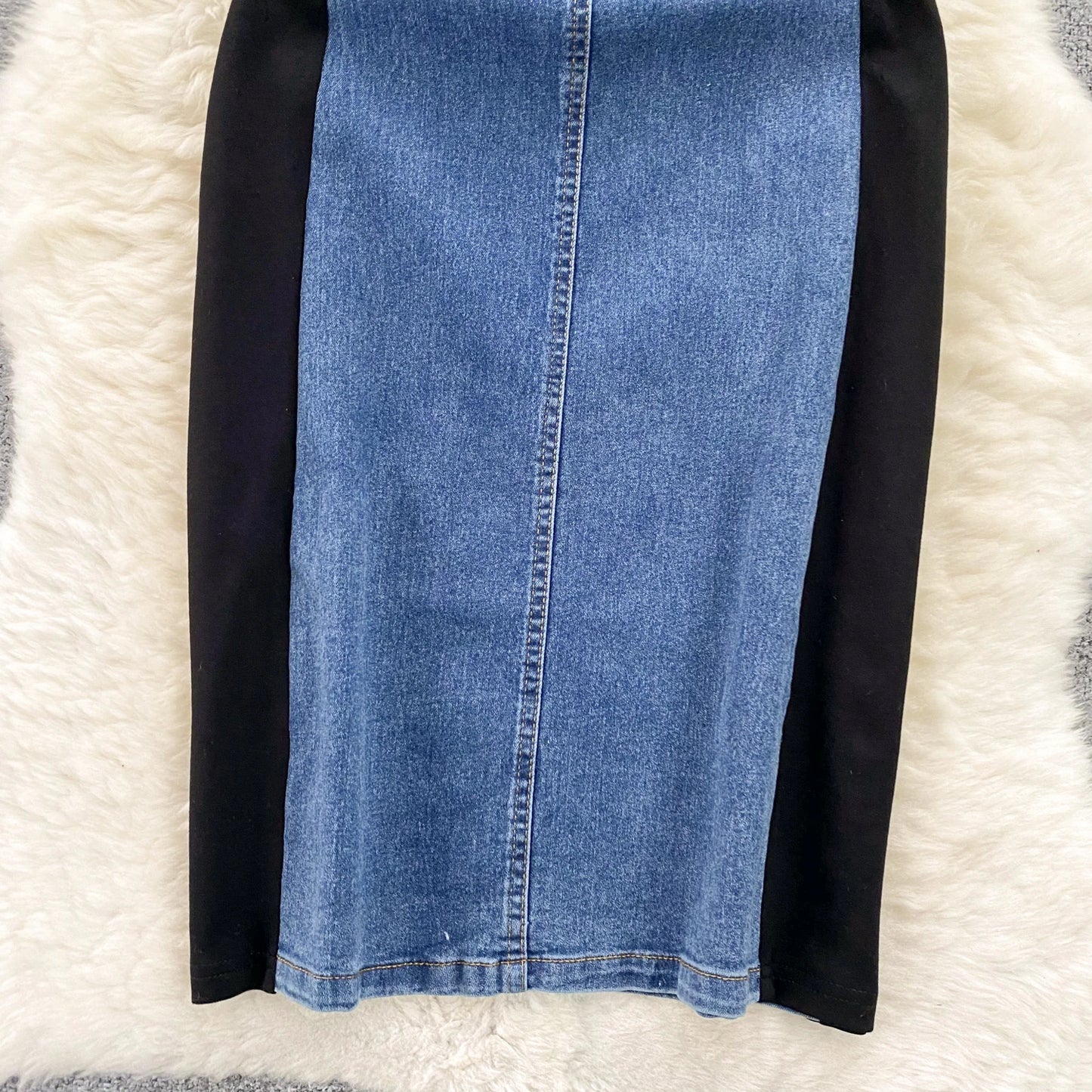 High Waist Bodycon Vestidos Mujer Women 2025 Dresses Contrast Fake Two Piece Dress Casual Fashion Vestido Temperament Robes