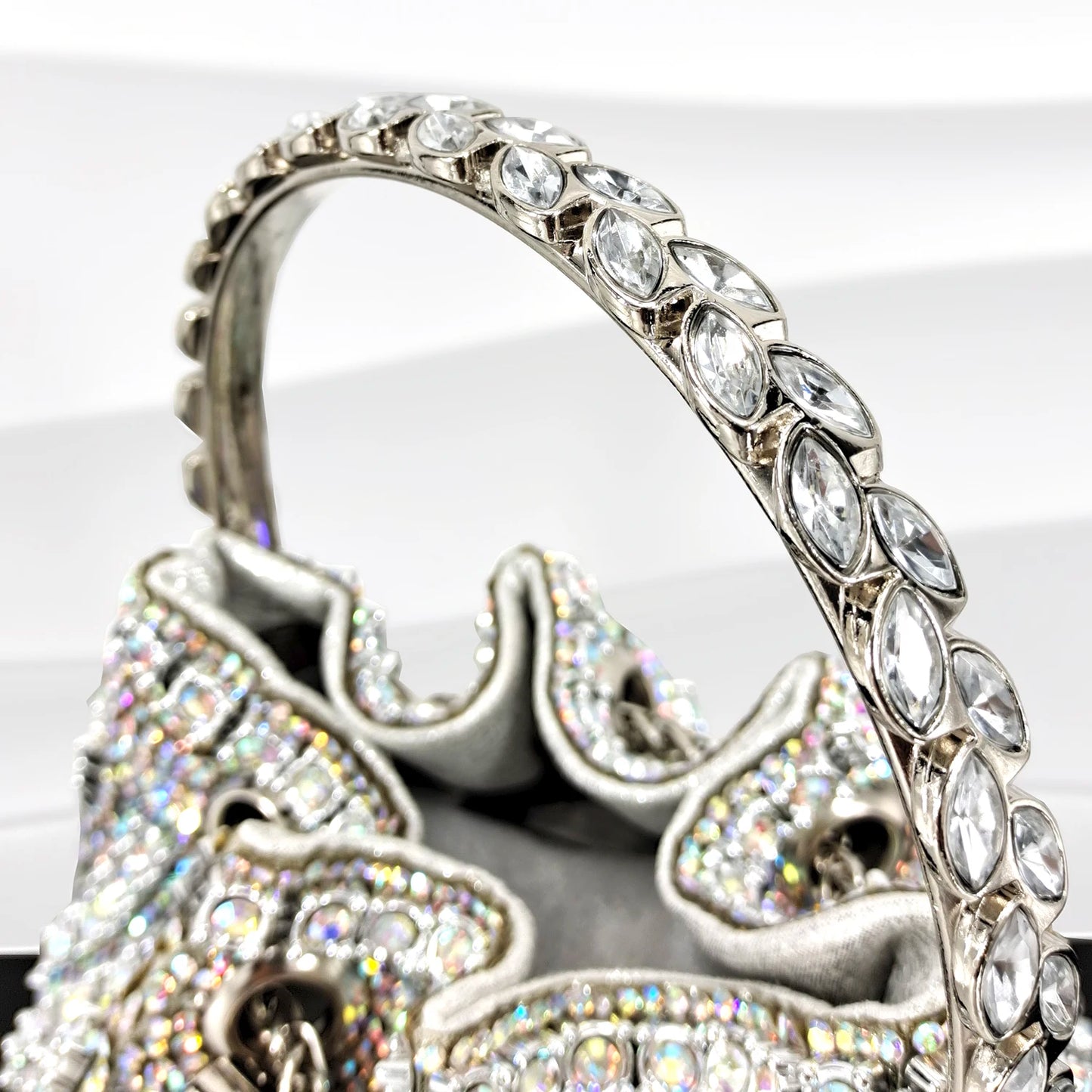 African Fashionable Shiny Handbag Banquet Ladies Bag Full Of Diamonds Semi-Circle Bracelet Bag