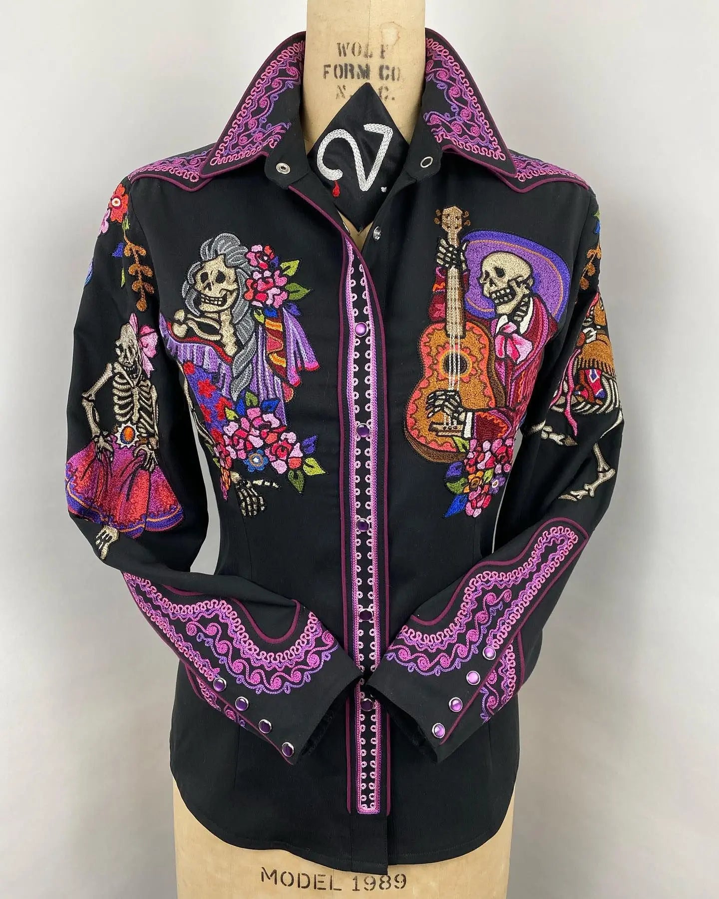 Women Vintage Print Long Sleeve Button Down Slim Shirt 2024 Spring Lady Retro Blouse Tops