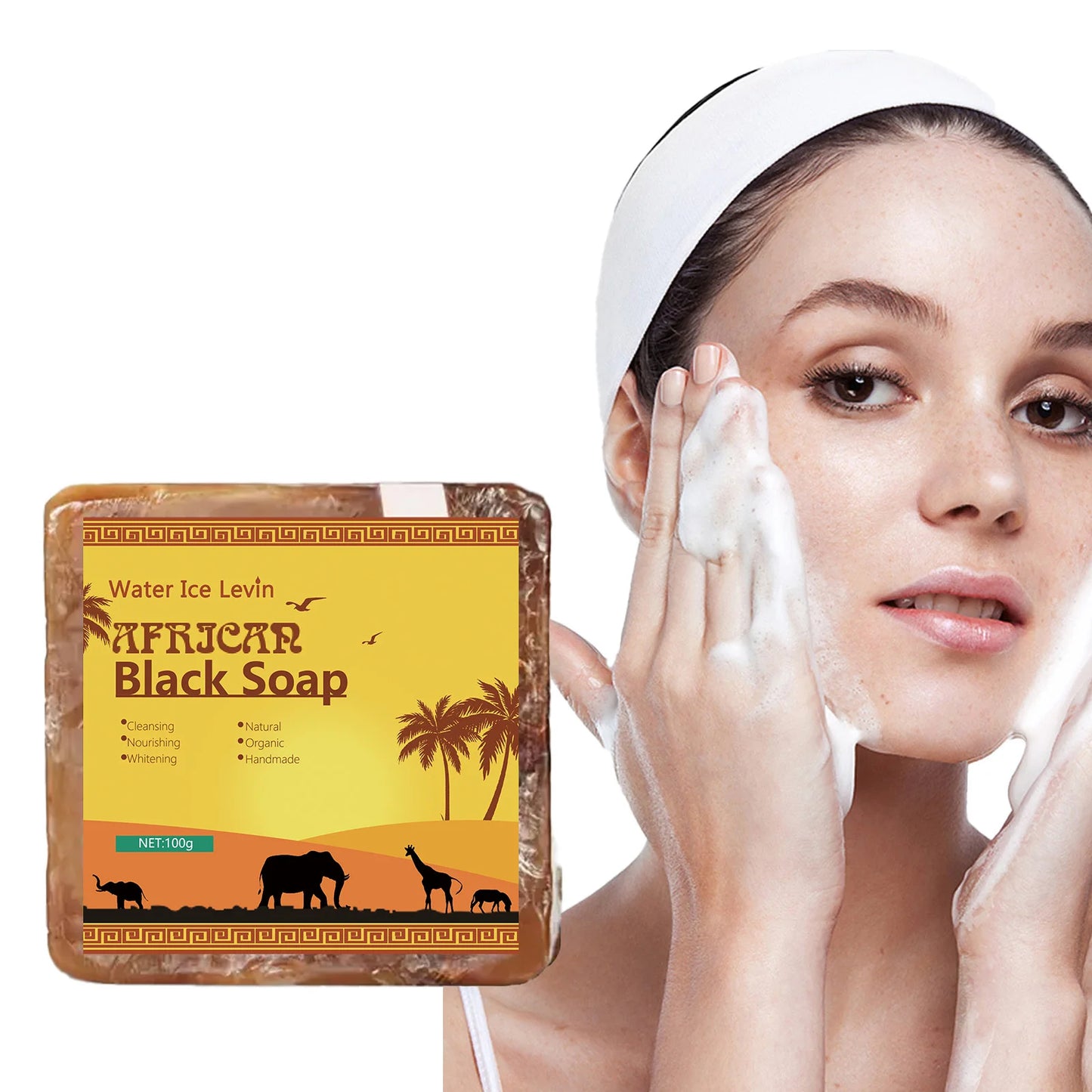 African Black Soap Acne Treatment Deep Cleaning Exfoliate Facial Moisturizing Skin Smoothing Face Soap for Skin Care