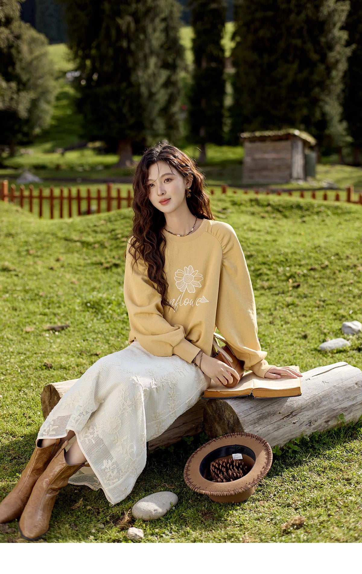 MISHOW Lace Embroidery Patchwork Fake Two-piece Skirt for Women 2024 Versatile Slim A-line Skirt Elegant Ruffle Skirt MPD42B0476