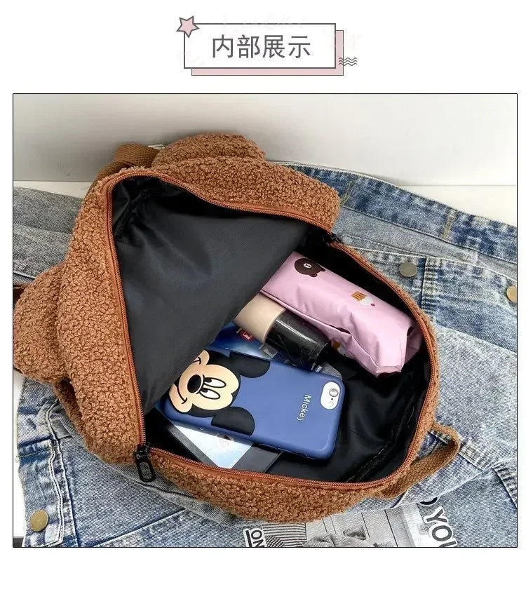 Girl Cute Backpack Women Sweet Travel Backpack Bag High Quality School Bag Girl Solid Soft Handbag Backpack Women