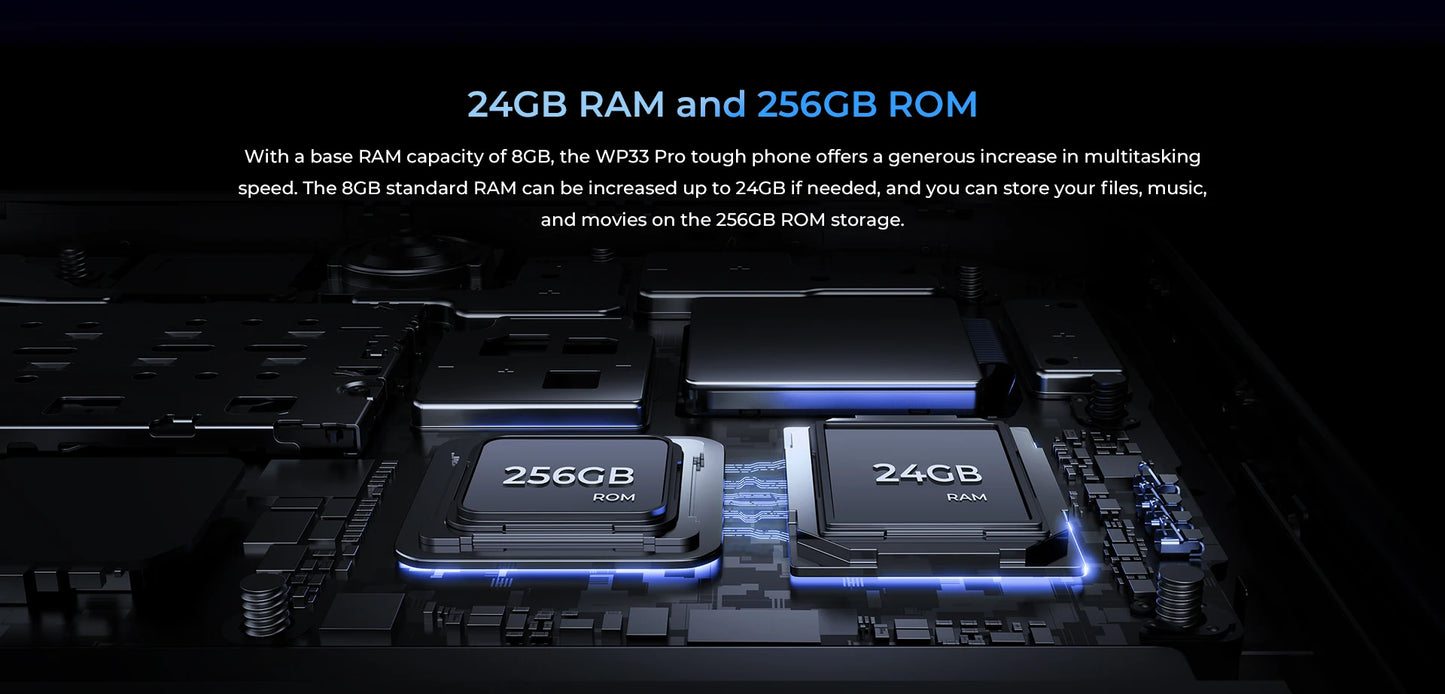 Oukitel WP33 Pro 5G Rugged Smartphone 6.6" FHD+ Cell Phone 24GB 256GB Mobile Phone 64MP Camera 22000mAh 33W Cellphon