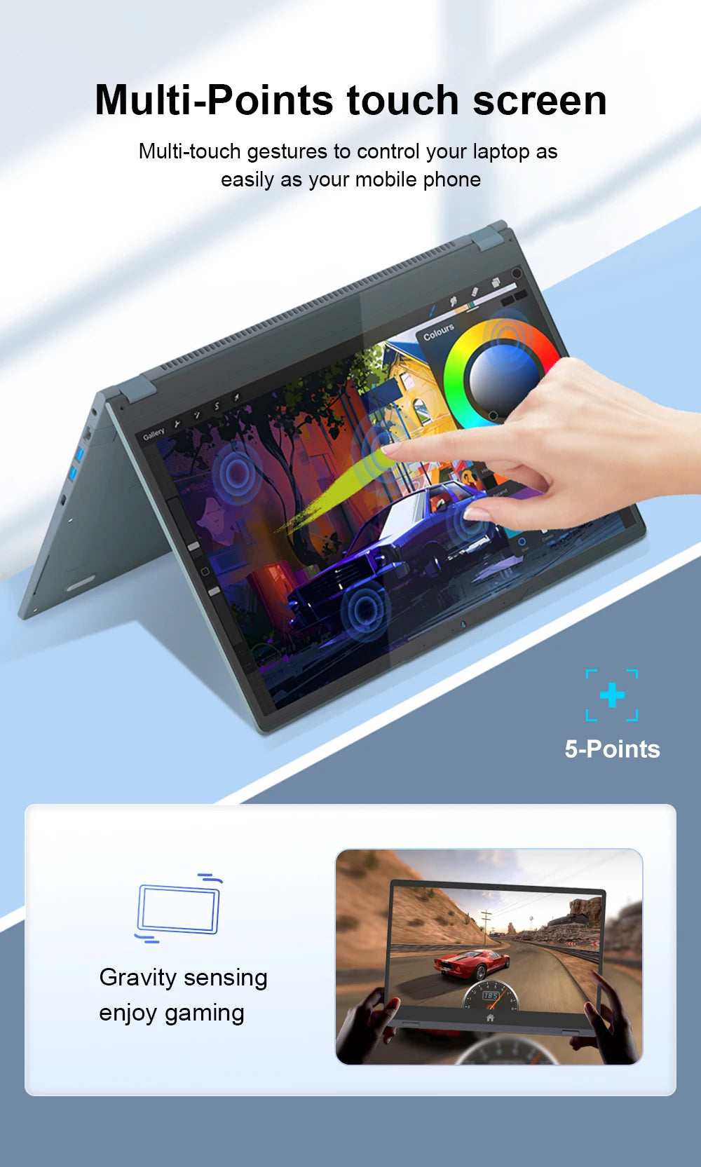 Ninkear YBOOK15 Laptop AMD Ryzen 3 3200U 15.6 Inch 360° Flip FHD IPS 1920*1080 Touchscreen 16G+512GB Backlit Keyboard Windows 11