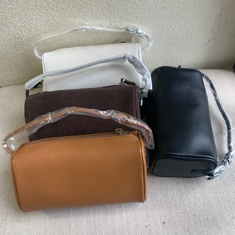 VIELINE Women's  Pencil Bag Pillow Bag Genuine Leather Underarm Hobo Bag Day Clutches Ladies Simple Design Mini Purse