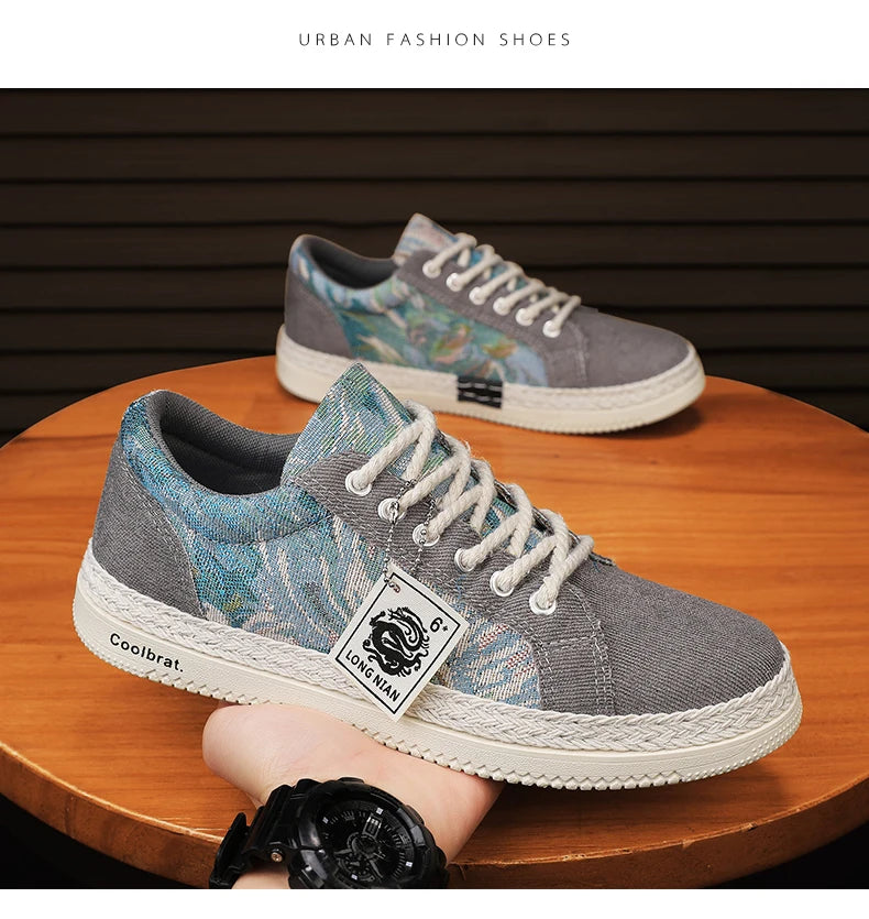 Canvas Men's Shoes Versatile Summer Trend Sports And Leisure Low Top Board Shoes Men's Cloth Shoes Soft Soles Work Shoes