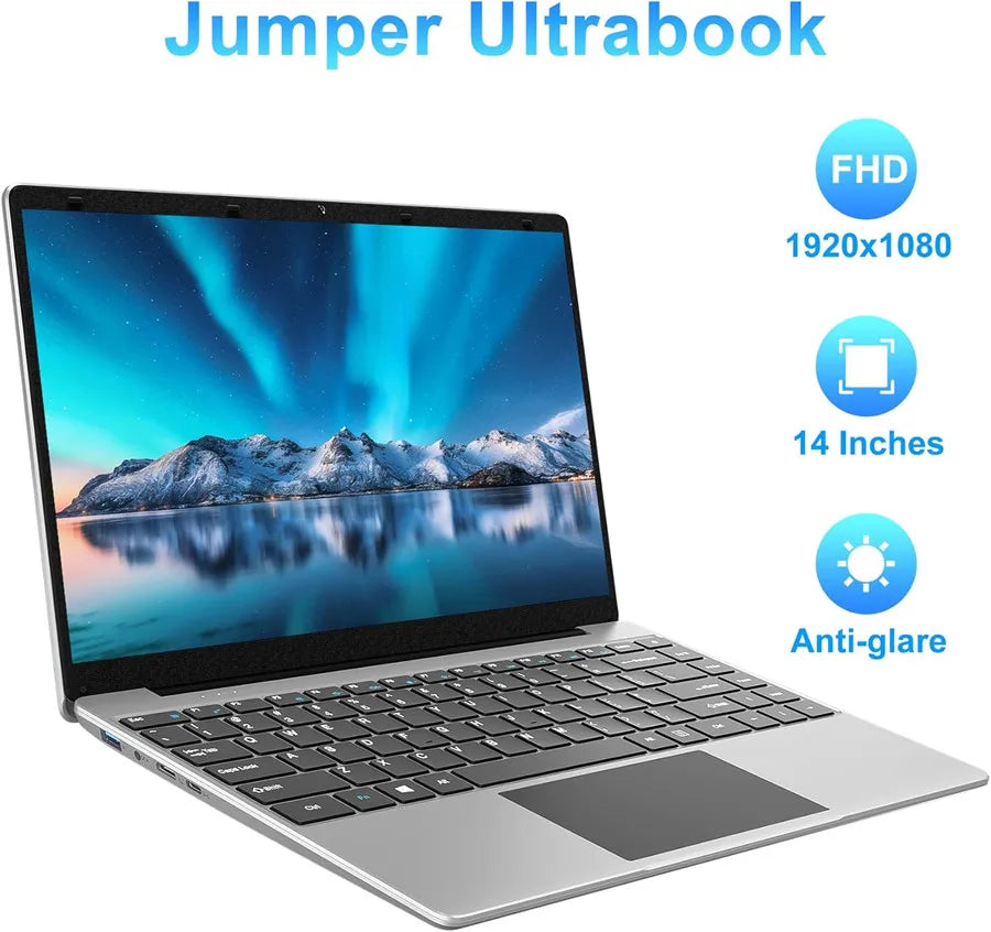 14 吋 Windows 11 筆記型電腦 EZbook S5，12GB LPDDR4 內存，256GB SSD，1080p FHD，J4105 CPU，賽揚 4 核心處理器