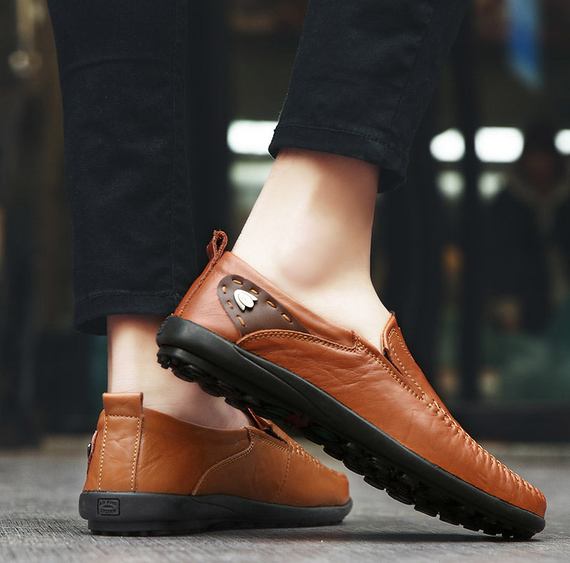 Men Shoes Casual Luxury Brand Genuine Leather Italian Men Loafers Moccasins Slip on Mens Driving Shoes Black Brown Plus Size 47