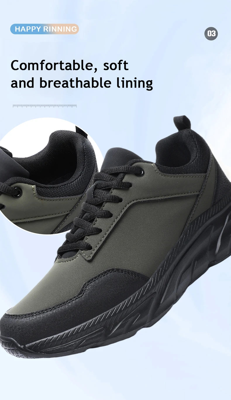 Autumn Men Sneakers Thick Soled Casual Shoes Men Cushioning Sports Shoes Outdoor Waterproof Walking Shoes Plus Size 39-48
