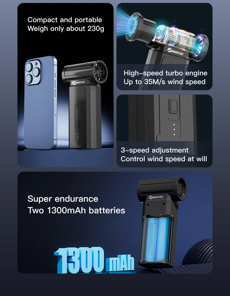 BOOSTER W01 Mini Turbo Jet Fan Turbo Fan Powerful Air Blower 100,000 RPM Powerful Blower with High Speed Duct Fan Turbo Blower