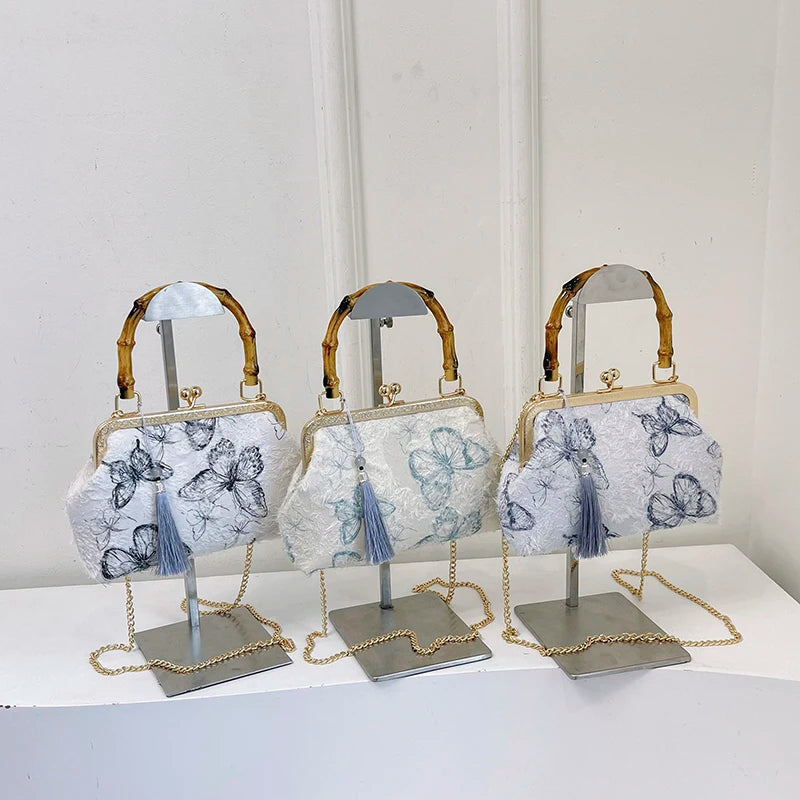 2024 New Chinese Qipao Bag, Women's Fashion Handbag, Elegant Classical Banquet, Party Making, Butterfly Pattern