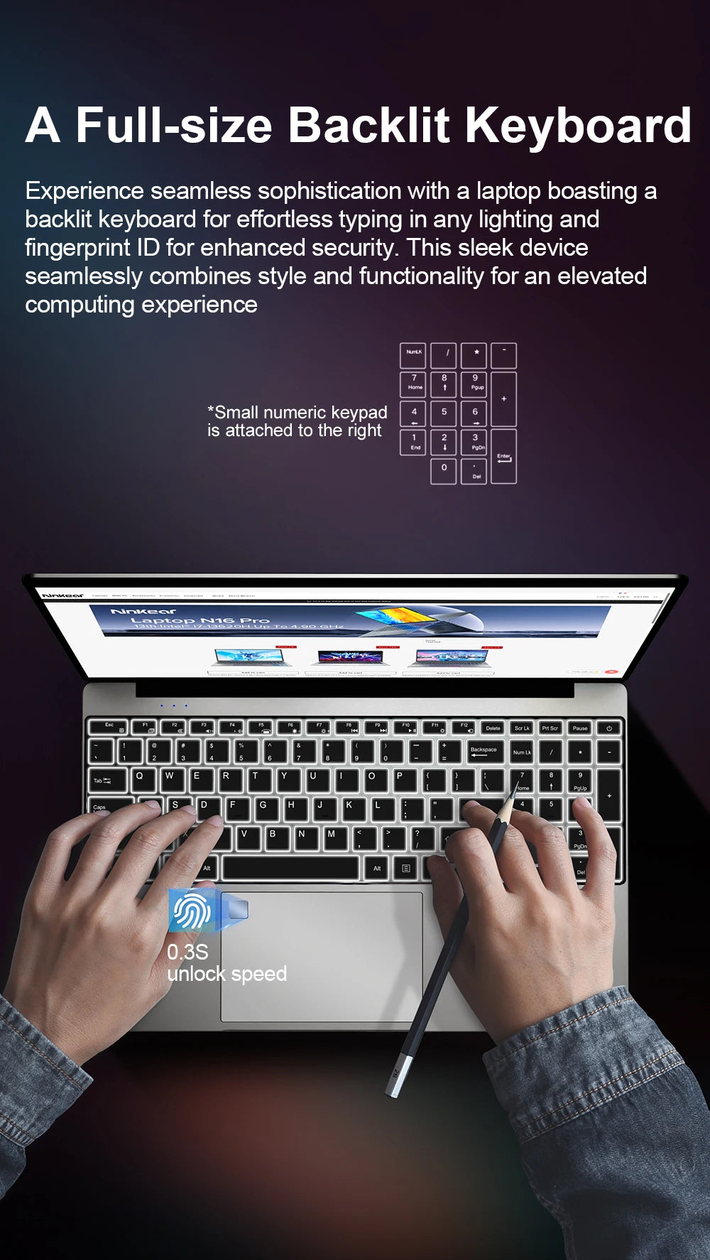 Ninkear N15 Air Laptop 15,6" IPS 1080P IPS Intel N95 3.4Ghz 16GB RAM 512GB SSD General Use Productivity Windows 11 pro Notebook