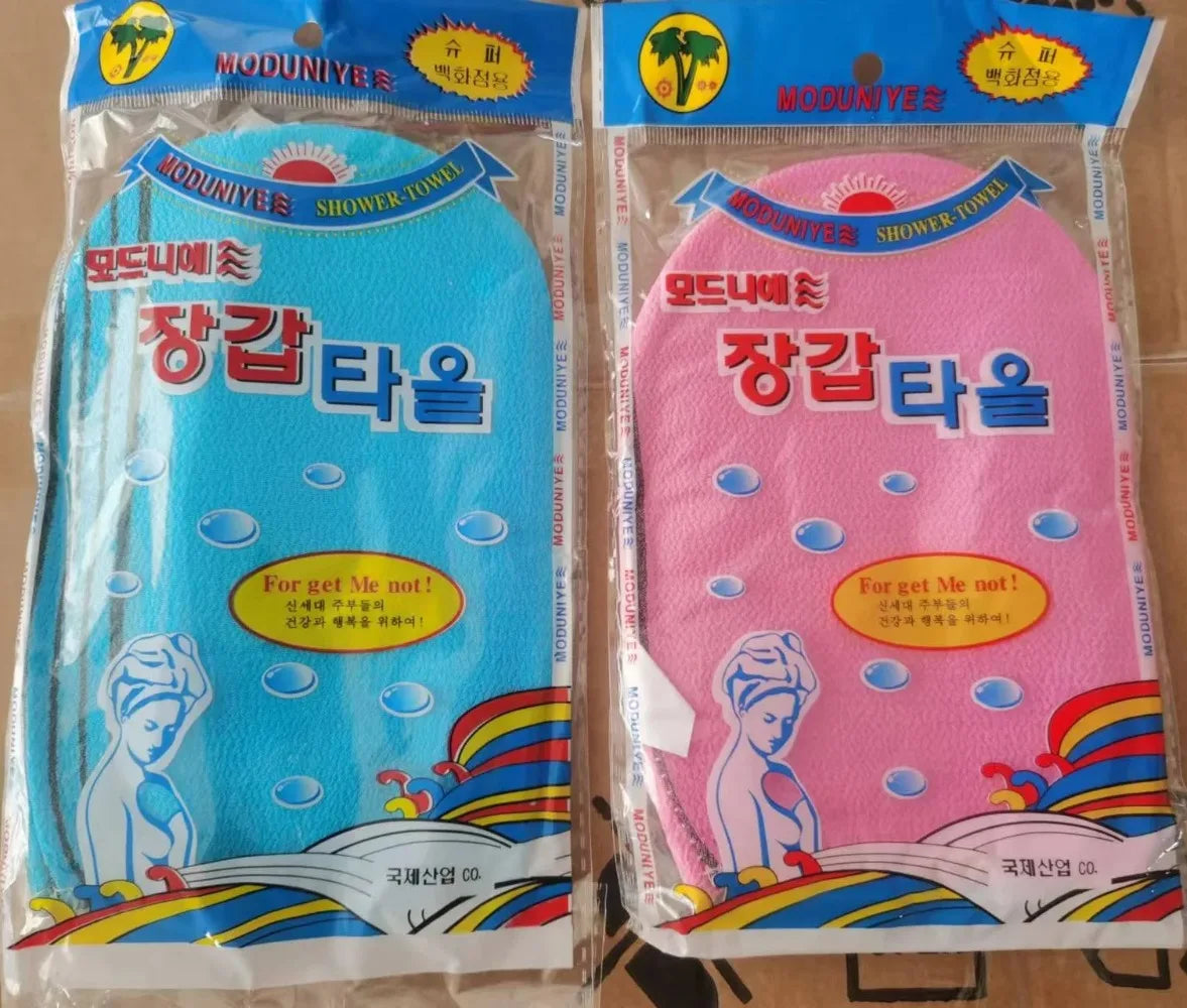 Italian Bath Towel for Body Scrubber Paired with Korean Adhesive Exfoliating Korean Mitt Massage Body Wash Gloves