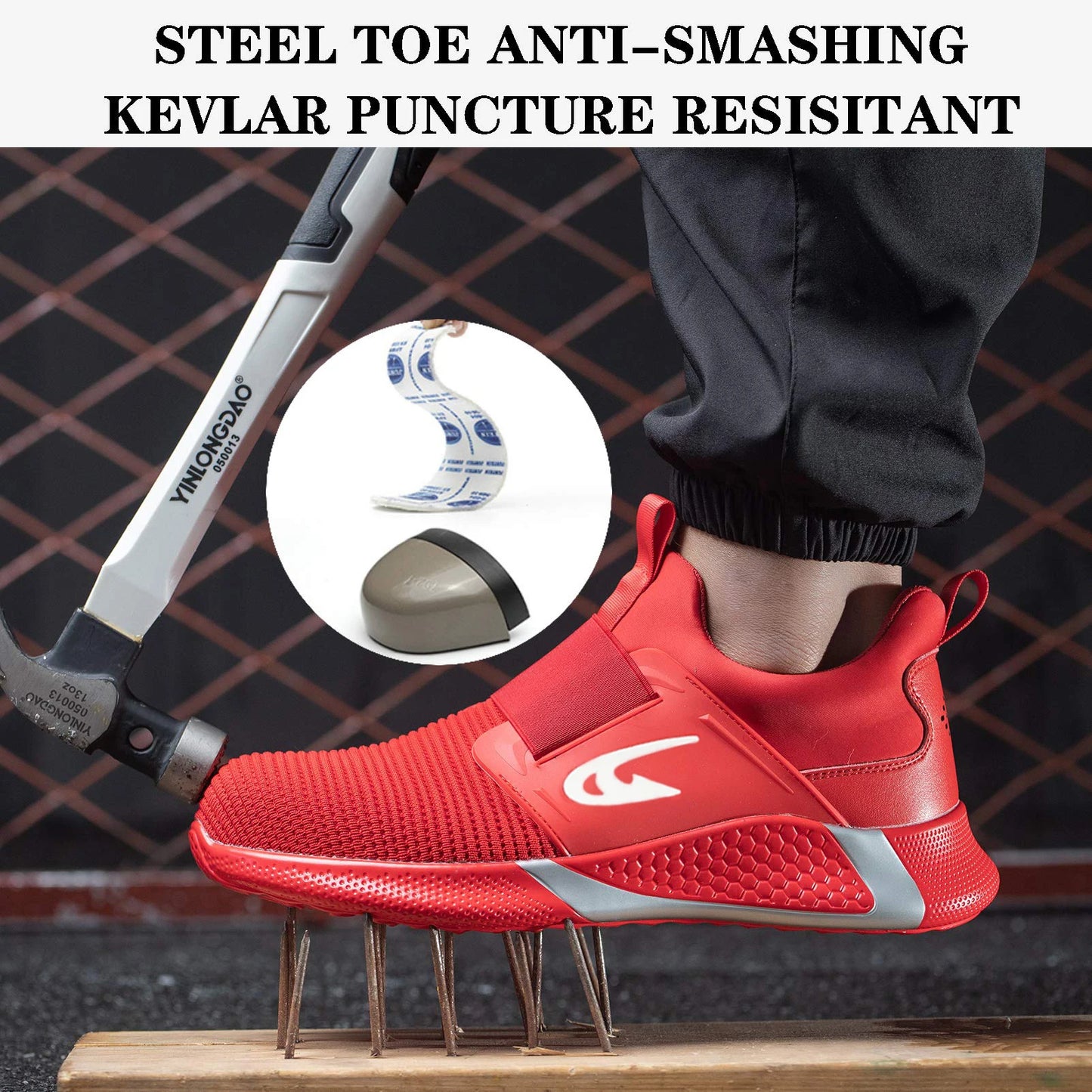 Steel Toe Men's Work Shoes Slip Resistant Lightweight Sole Tough Comfortable Shoes Man Safety Shoes Fashions Outdoor Sneaker