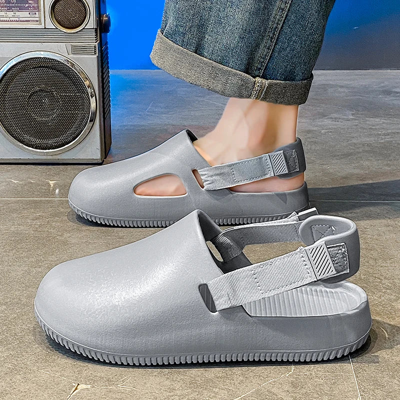 Summer Men Slippers Platform Outdoor Beach Sandals Clogs Quick Dry Non-Slip Indoor Home Slides Bathroom Shoe Male Casual Loafers