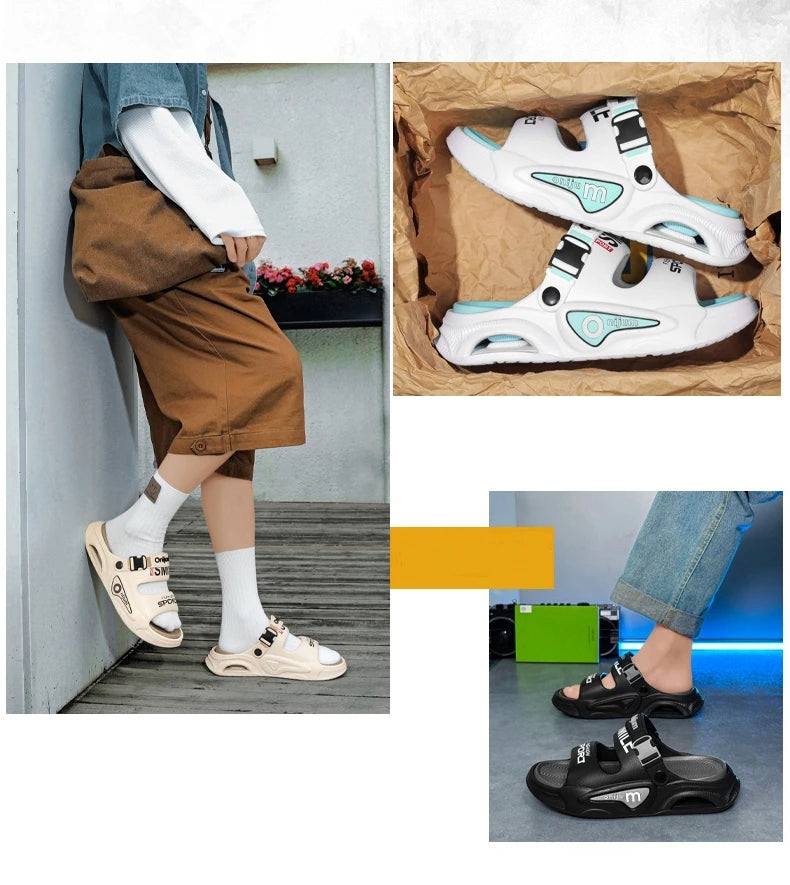 Summer Men's Outdoor Sandals Slippers Beach Comfortable Slides Soft Clogs Men Casual Shoes Garden Shoes Men Women Beach Sandals