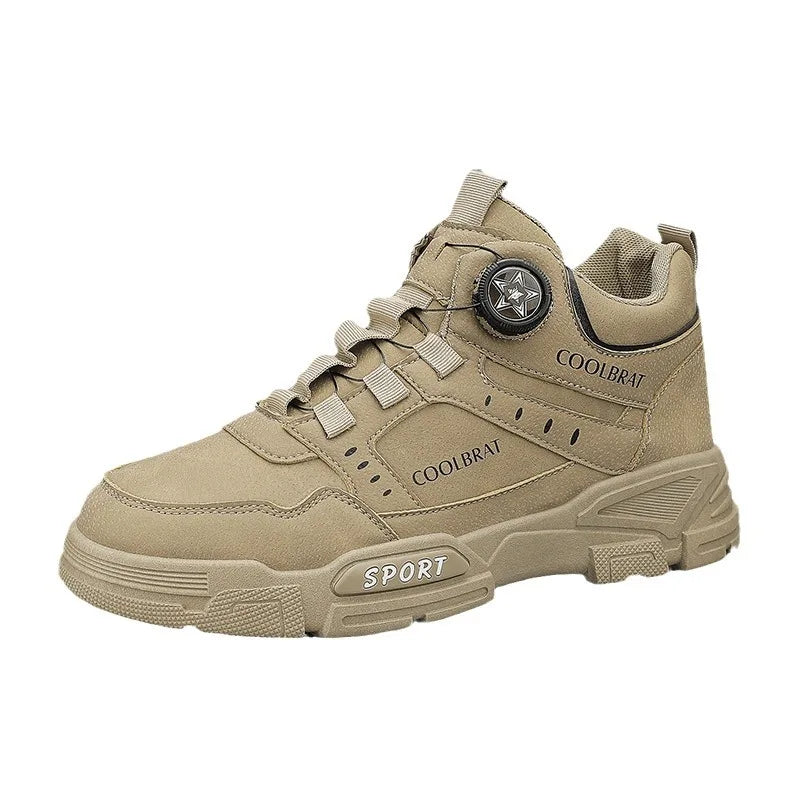 2024 New Men's High Top Platform Casual Boots Swivel Button Outdoor Cargo Men's Booties Motorcycle Ankle Boots Sneakers for Men