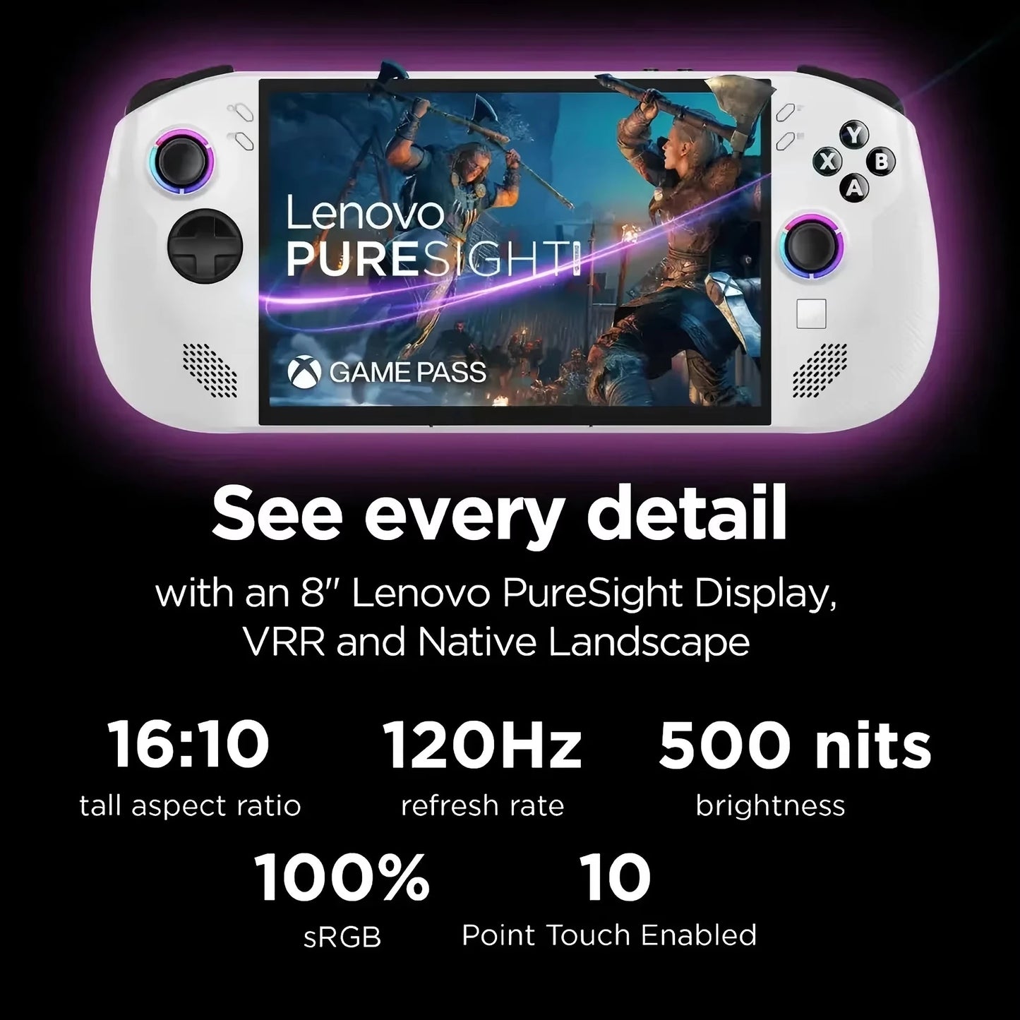 Lenovo Legion Go S 2025 Handheld Game Console Portable Gaming Laptop 8'' 16GB 512GB AMD Ryzen™ Z2 Go 120Hz Windows 11 Home