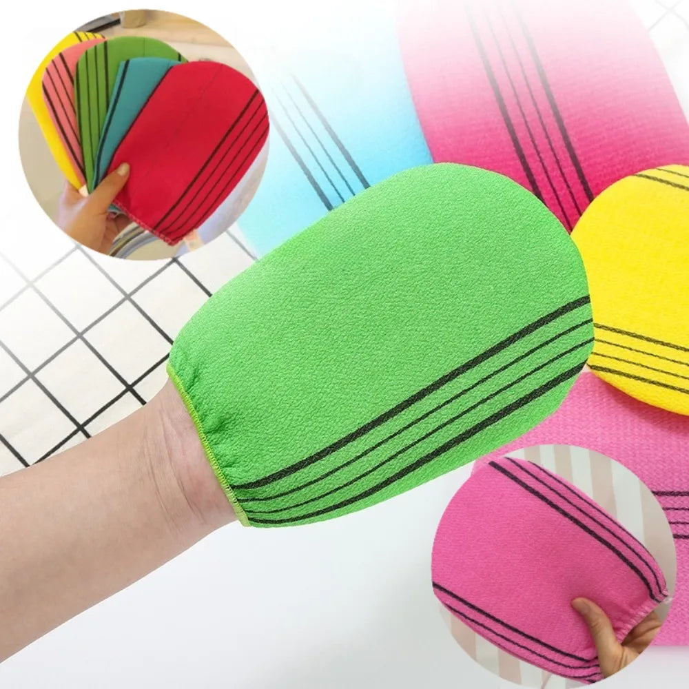 Italian Bath Towel for Body Scrubber Paired with Korean Adhesive Exfoliating Korean Mitt Massage Body Wash Gloves