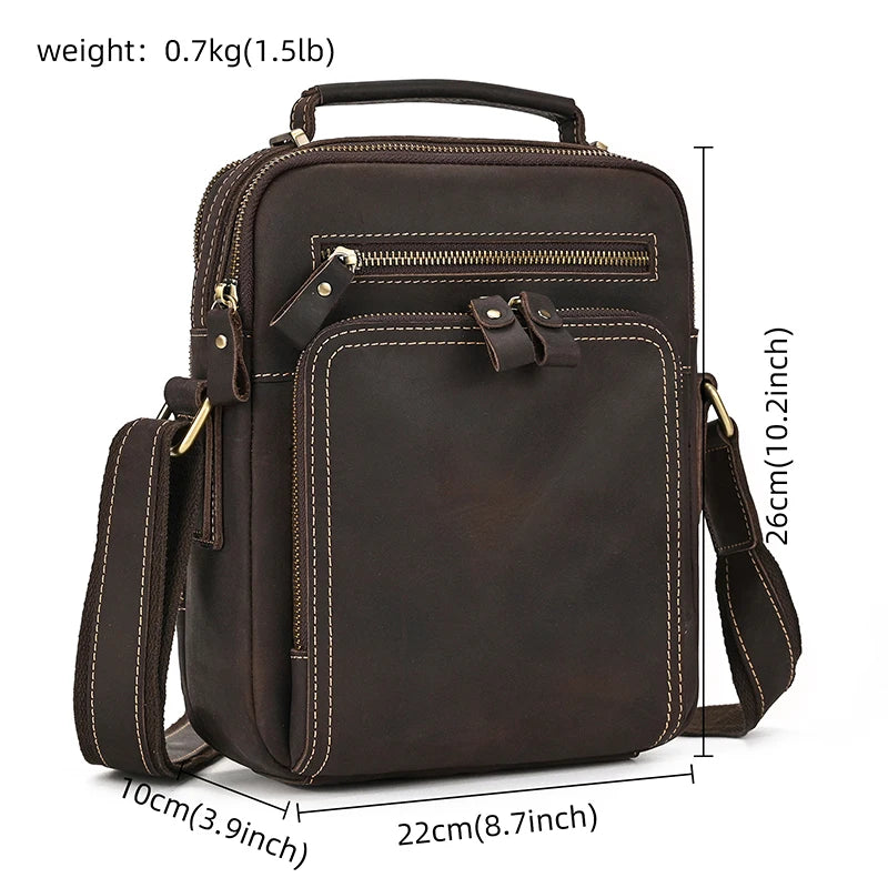 Newsbirds Leather Shoulder Bag Vintage Style Crossbody Bag Books School Bag Of Men Male Daily Messenger Bag Crazy Horse Skin