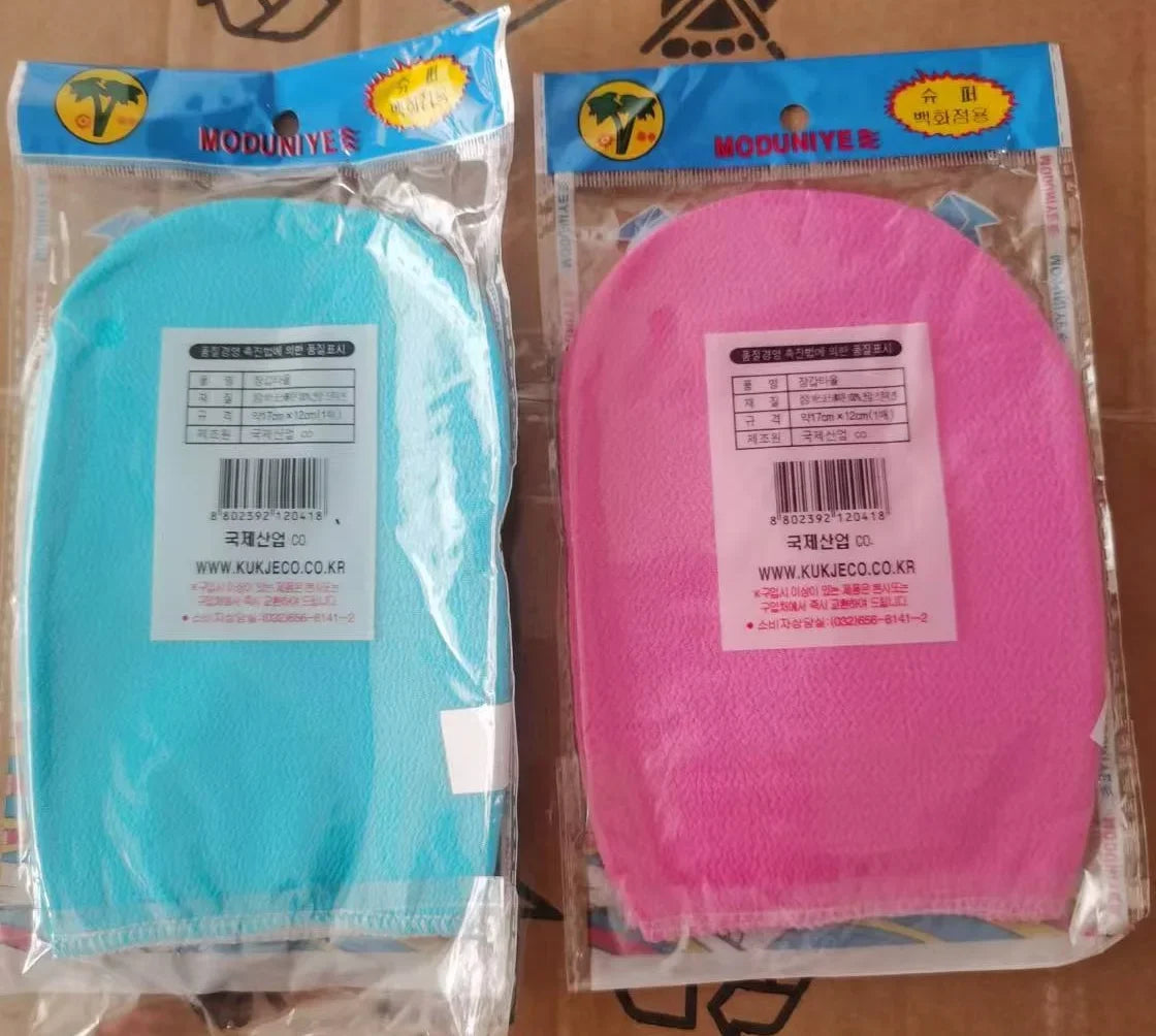 Italian Bath Towel for Body Scrubber Paired with Korean Adhesive Exfoliating Korean Mitt Massage Body Wash Gloves