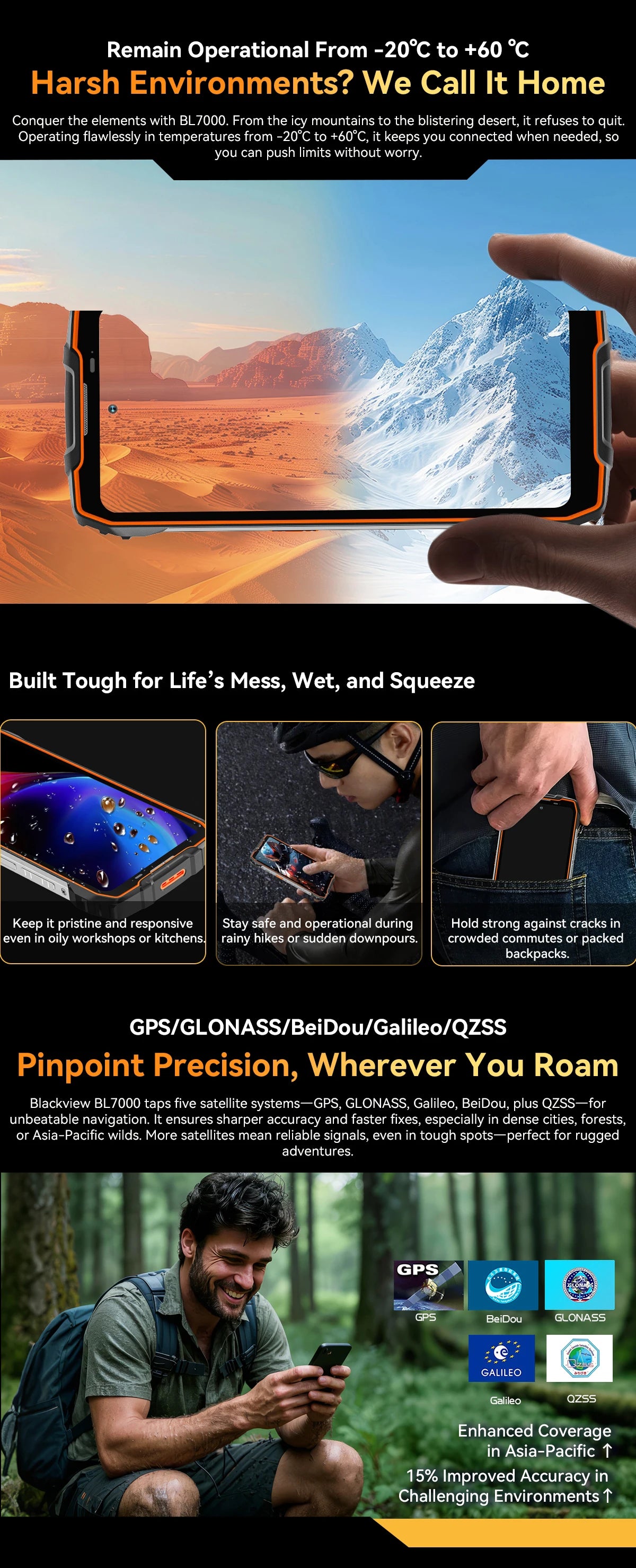 BLACKVIEW BL7000 5G AI Rugged Phone Deepseek GPT Android 15 Smartphone, 6.78" HD+2.4K Display 120Hz, 24(8+16)GB 256GB, 7500Amh