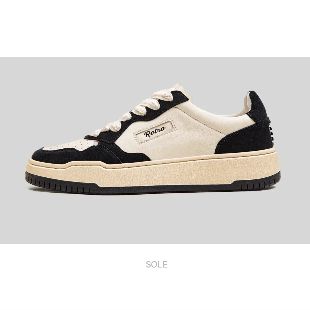 Maden New Casual Low-Top Black and White Spliced Sneakers Men's Versatile Sports Shoes for Autumn Lace-up Skateboarding Shoes