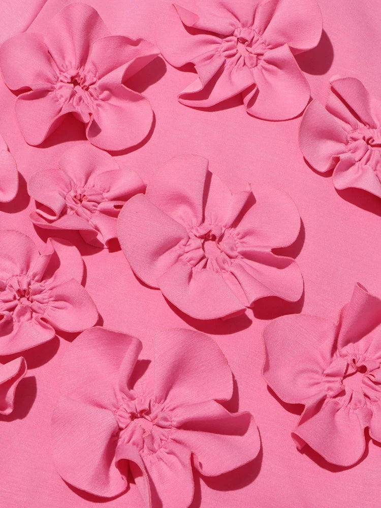 TWOTWINSTYLE Solid Spliced Appliques Slimming Dresses For Women Half High Collar Long Sleeves A Line Temperament Dress Female