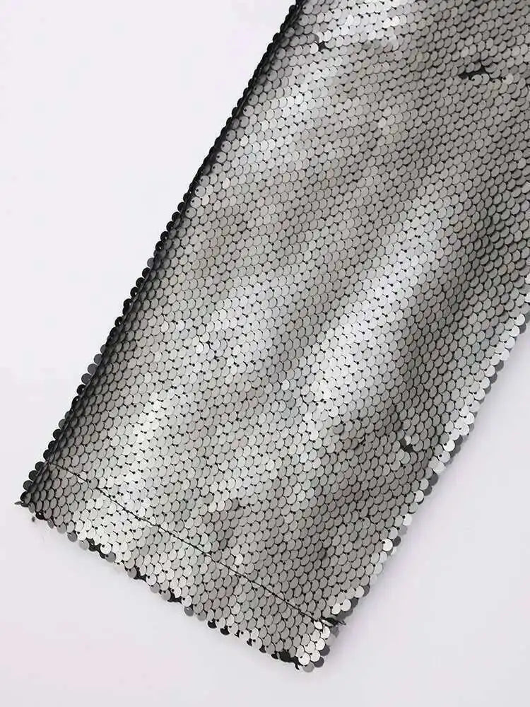 EAM Black Color-block Sequins Big Size Blazer Women New Lapel Long Sleeve Jacket Fashion Tide Spring Autumn 2025 CPG1490