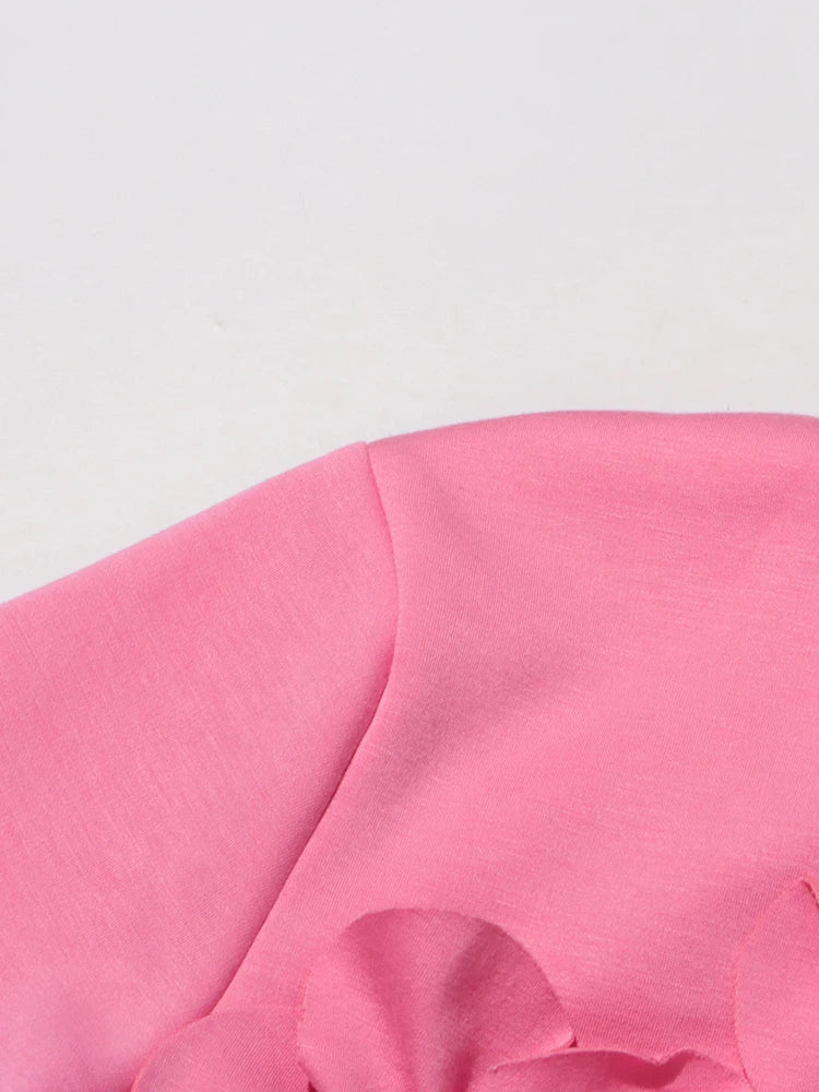 TWOTWINSTYLE Solid Spliced Appliques Slimming Dresses For Women Half High Collar Long Sleeves A Line Temperament Dress Female