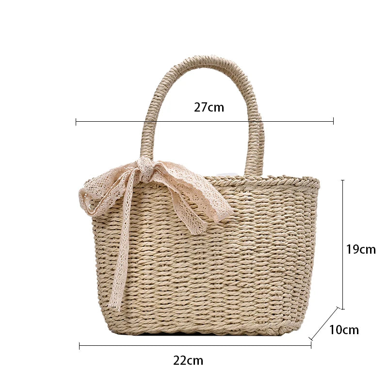 Women Handbags Straw Rattan Woven Crossbody Bag Summer Bohemia Beach Tassel Design Basket Bag Fashion Shoulder Messenger Bag