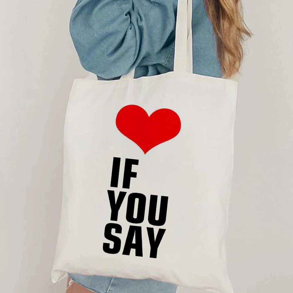 Love If You Say Kpop PatternTote Bag Shoulder Bag For Women's Reusable Shopping Bag Trendy Folding Shoulder Bag Holiday Bag