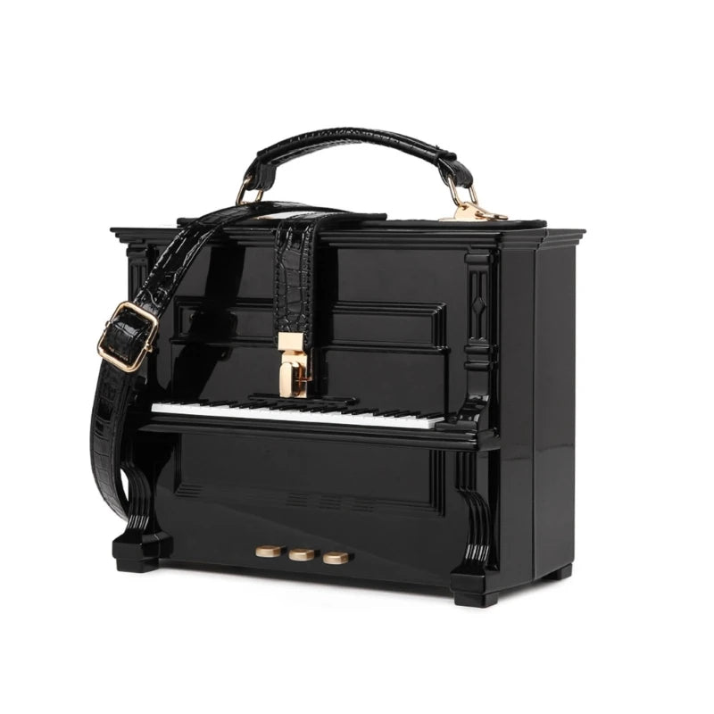 Women Vintage Acrylic Piano Shaped Clutch Box Shoulder Bag Elegant Evening Crossbody Handbag Top Handle Purse Dropship