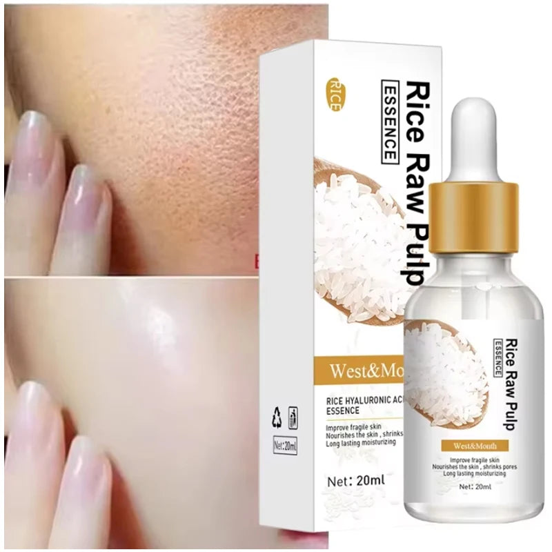 Rice Raw Pulp Serum Hyaluronic Acid Face Essence Nourishing Moisturizing Whitening Anti-Wrinkle Brighten Smooth Facial Skin Care