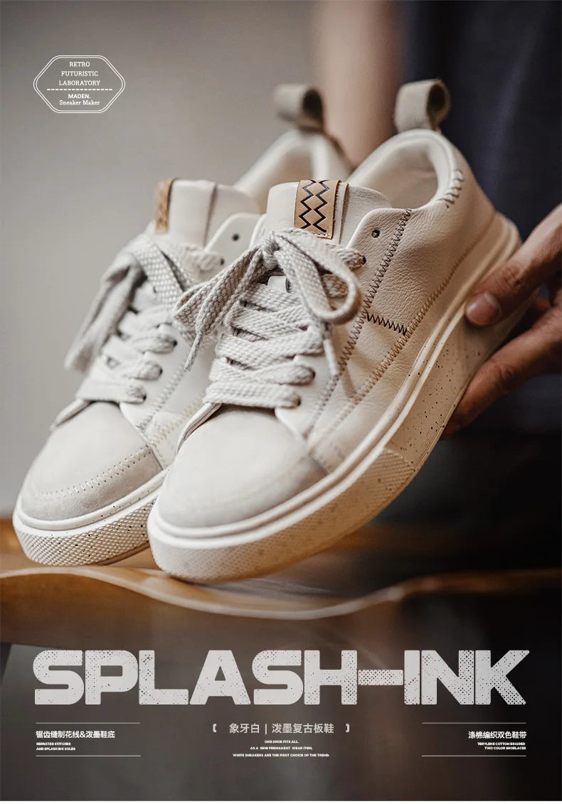 Maden Splash Ink Retro Board Shoes Men's Summer New Low Top Casual Shoes Versatile Rubber Thick Bottom Board Shoes Sneakers