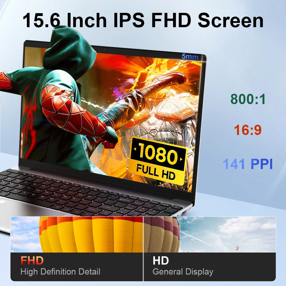 Ninkear N15 Air Laptop 15,6" IPS 1080P IPS Intel N95 3.4Ghz 16GB RAM 512GB SSD General Use Productivity Windows 11 pro Notebook