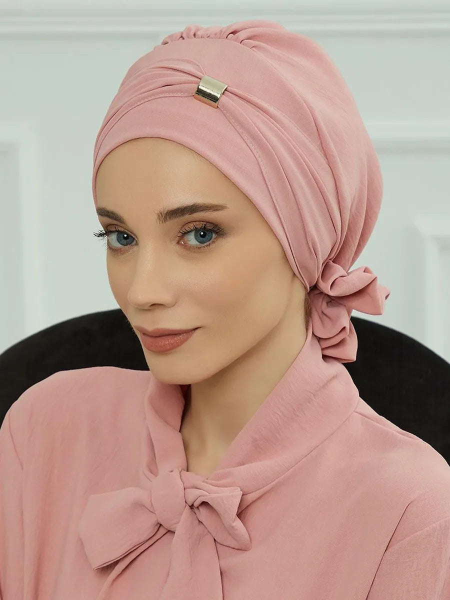 Muslim Solid Instant Turban Hat Hijab Women Caps Islamic Bandana Bonnet Fashion