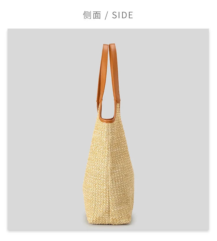 Fashion Letters Pp Straw Women Shoulder Bags Casaul Hobos Woven Handbags Summer Beach Large Capacity Tote Bag Big Shopper Purses