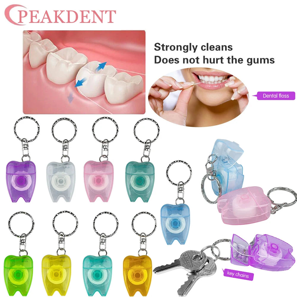 30Pcs Dental Floss Keychain 15M Oral Hygiene Health Clean Wire Portable Oral Care Flosser Teeth Cleaning Pick Dental Floss Gifts