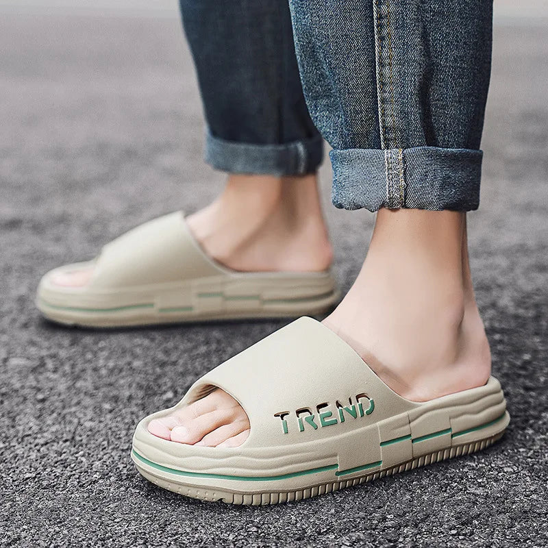 Men's Non-Slip EVA Platform Slides Comfortable Soft Sole Cloud Slippers For Indoor Outdoor Bathroom Beach Summer Sandals for Men