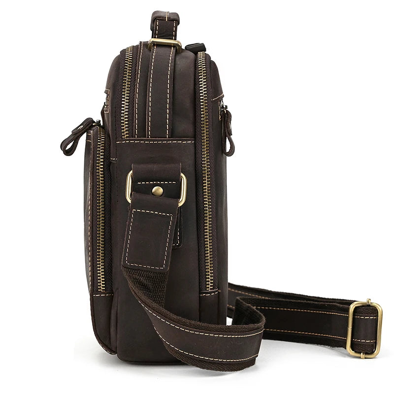 Newsbirds Leather Shoulder Bag Vintage Style Crossbody Bag Books School Bag Of Men Male Daily Messenger Bag Crazy Horse Skin