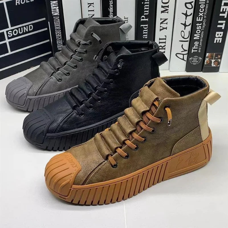 2025 Autumn and Winter Men Boots Increased Boots Lace-up Casual Shoes Board Shoes High Quality Outdoor Boot British Style New