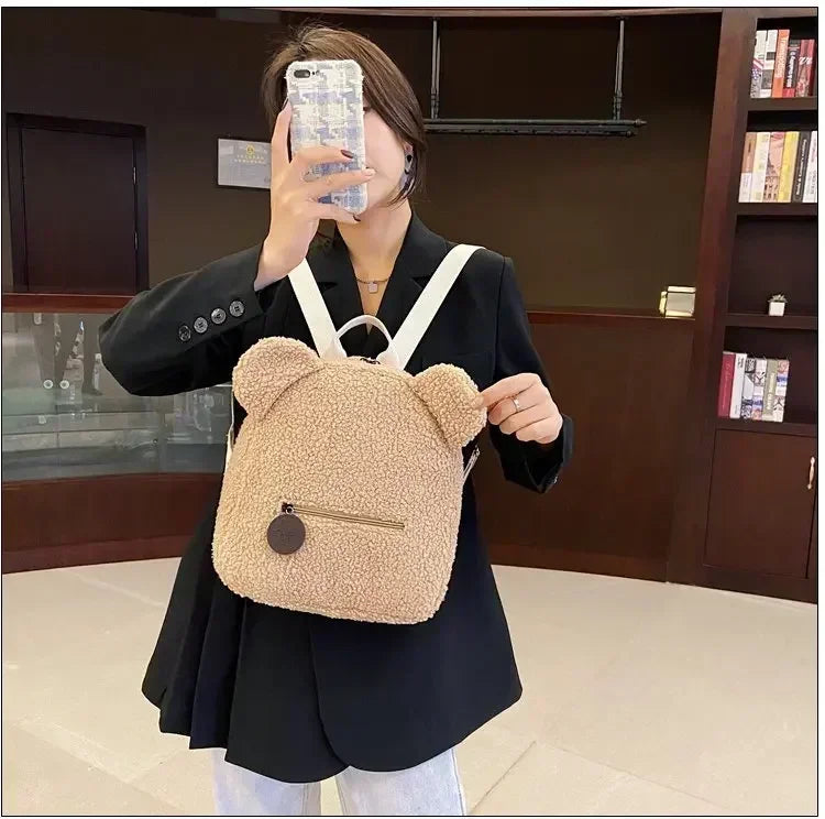 Girl Cute Backpack Women Sweet Travel Backpack Bag High Quality School Bag Girl Solid Soft Handbag Backpack Women