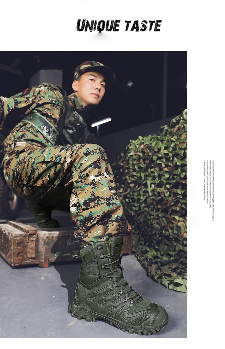 Special Forces Desert Combat Tactical Men's Tall Boots Wear-resistant Training Boots Waterproof Outdoor Mountaineering Sports Cl