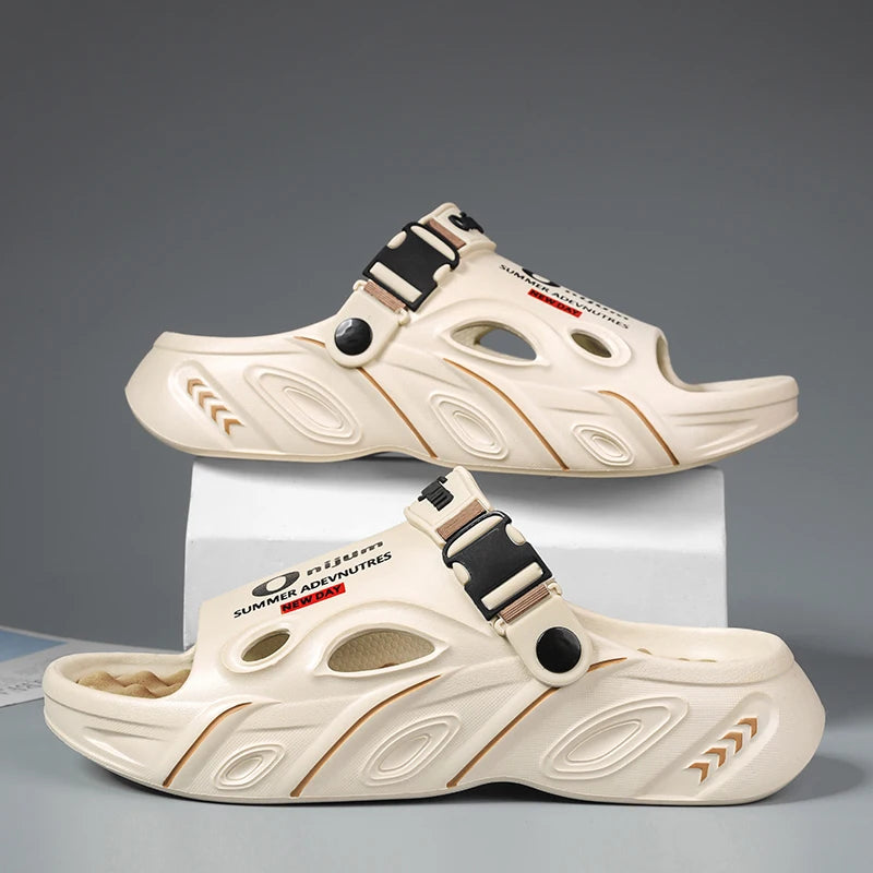 2025 New Men Slippers Summer Slides Dual-purpose Sandals EVA Soft-sole Unisex Men Women Indoor Outdoor Walking Beach Shoes